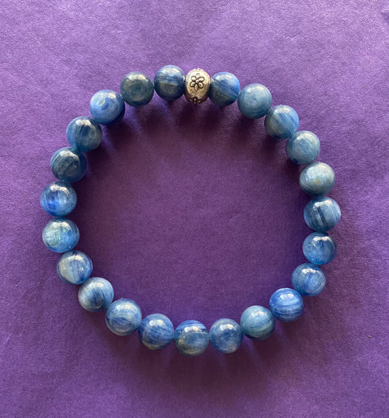 AAA Real Genuine Natural Blue Kyanite Gemstone Bracelet 8mm (Round Beads)