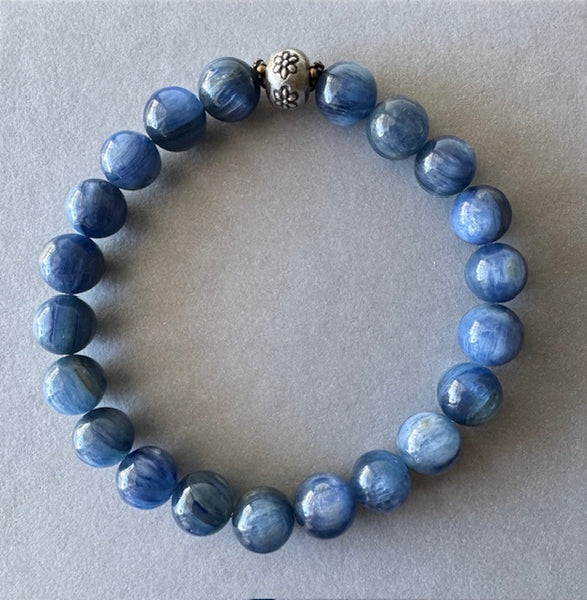 AAA Real Genuine Natural Blue Kyanite Gemstone Bracelet 8mm (Round Beads)