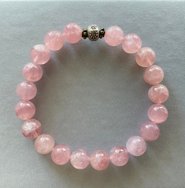 AAA Rare Mauve Pink Madagascar Rose Quartz Gemstone Bracelet 8mm (Round Beads)