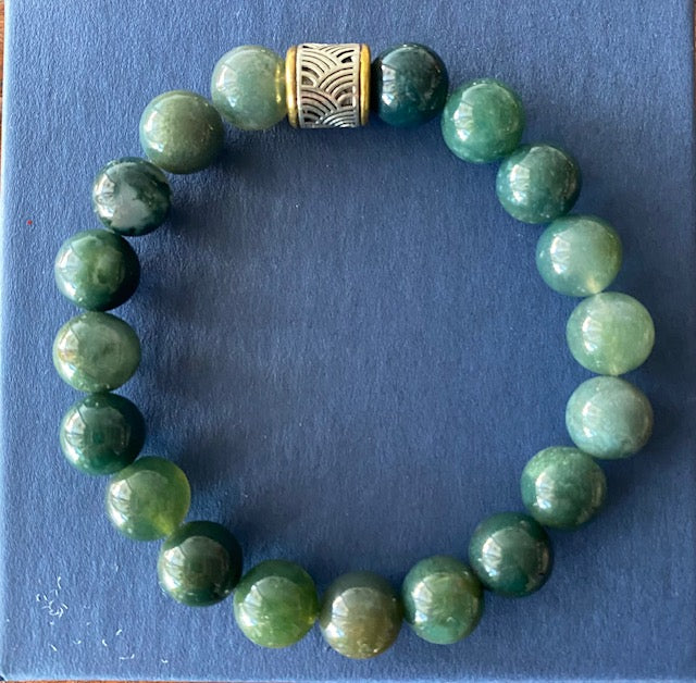 Beaded Dark Moss Agate Bracelet | Classy Women Collection